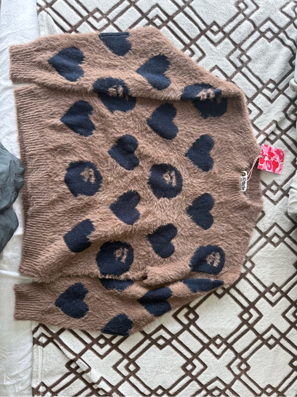 BAPE Wool Mix Fuzzy Brown Monogram Sweater